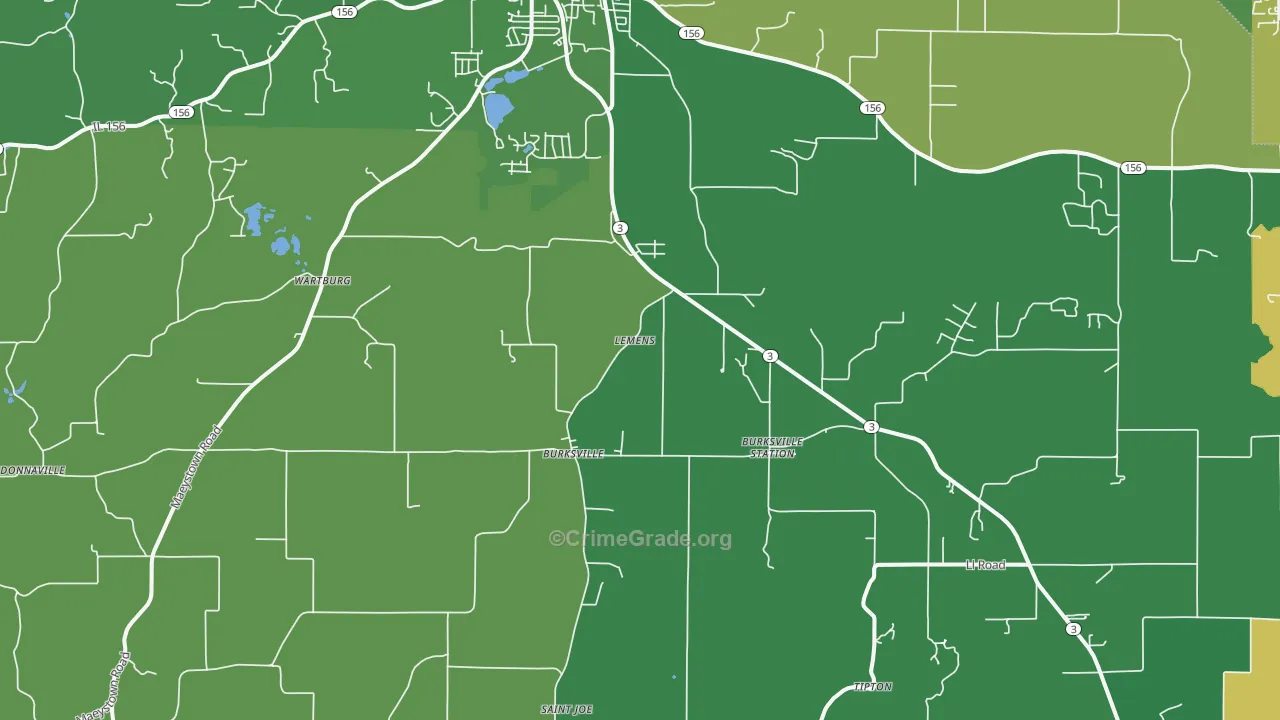 Maeystown, IL Map of Burglary Rates
