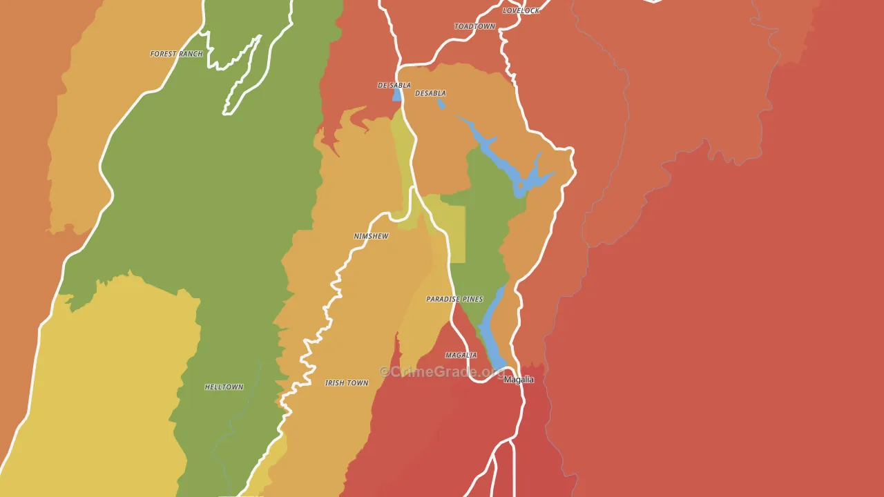 Magalia, CA Map of Burglary Rates