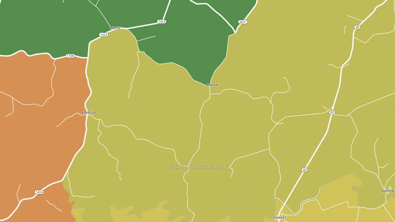 Magan, KY Map of Burglary Rates
