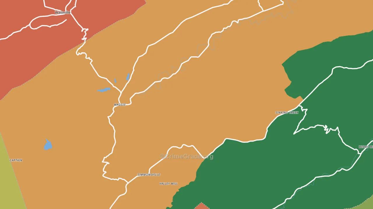 Maggie, VA Map of Burglary Rates