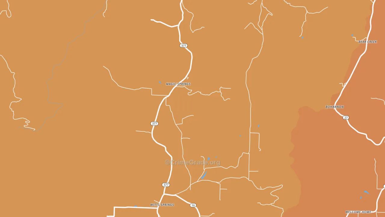 Magic Springs, AR Map of Burglary Rates