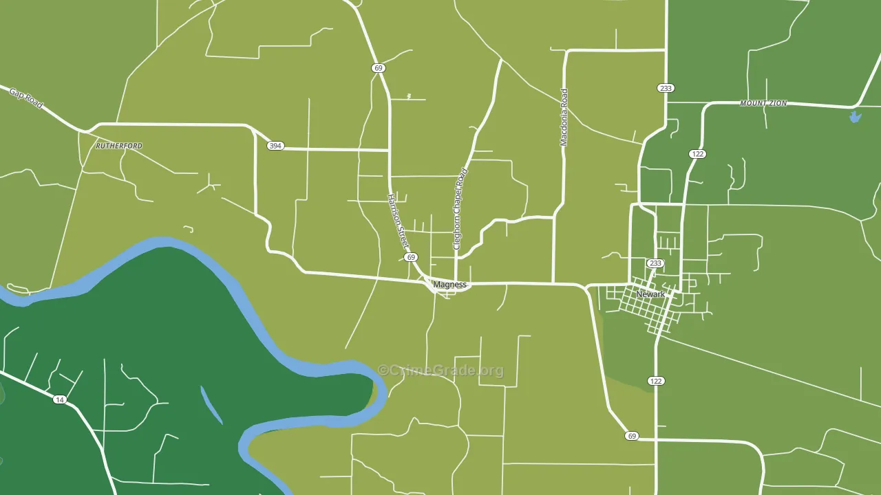 Magness, AR Map of Burglary Rates
