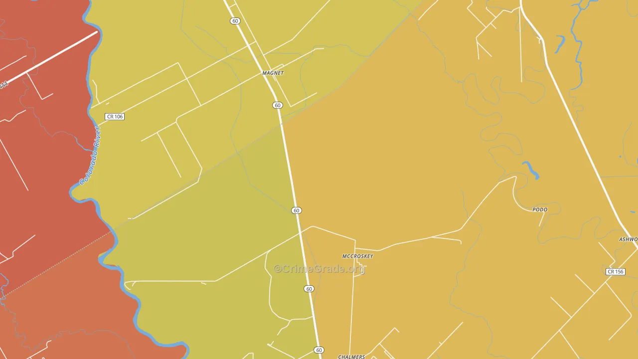 Magnet, TX Map of Burglary Rates