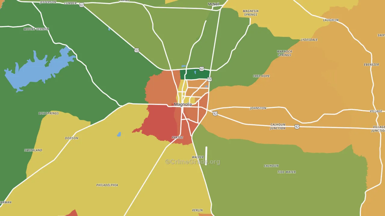 Magnolia, AR Map of Burglary Rates