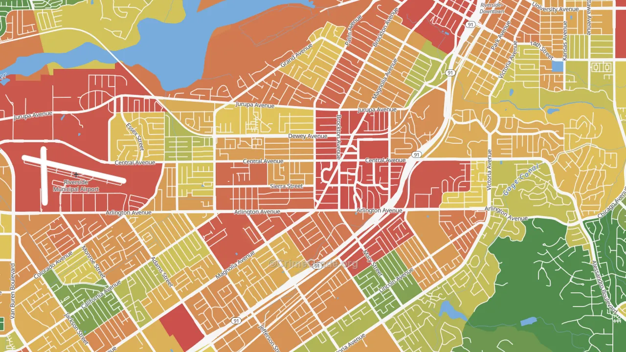 Magnolia Center, Riverside, CA Map of Burglary Rates