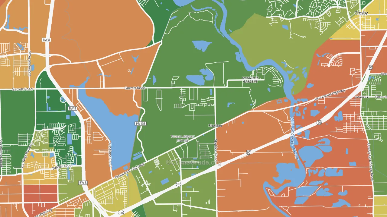 Magnolia Gardens, TX Map of Burglary Rates