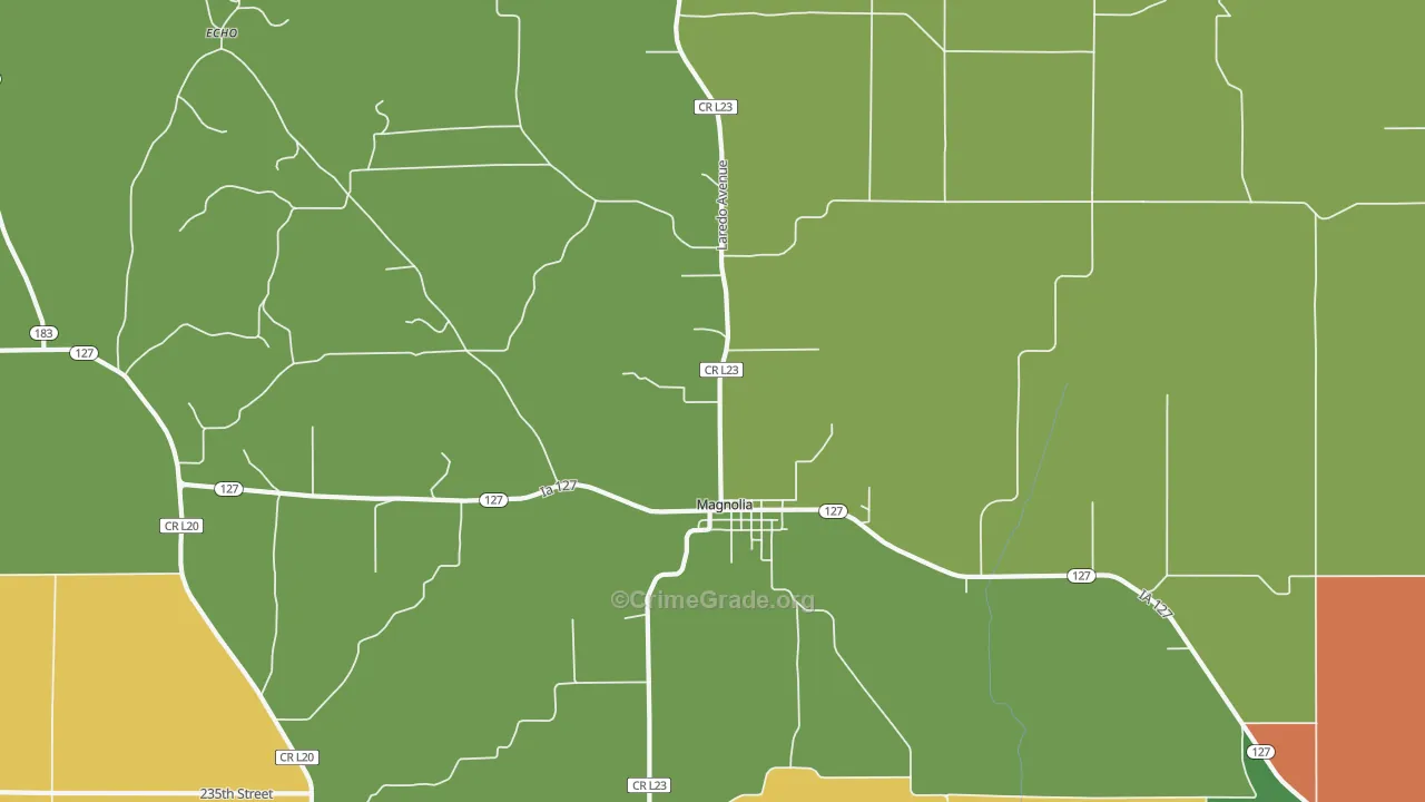 Magnolia, IA Map of Burglary Rates