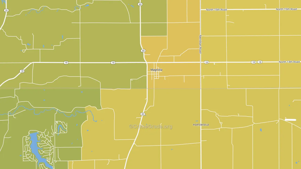 Magnolia, IL Map of Burglary Rates