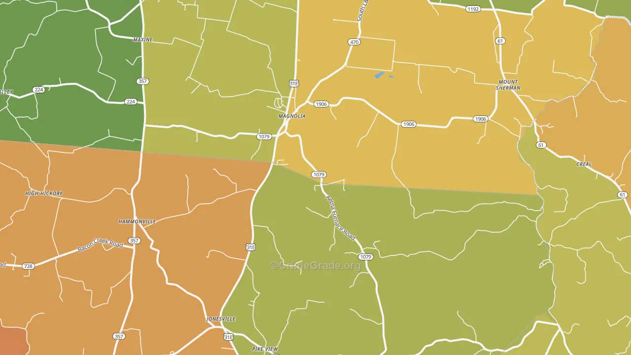 Magnolia, KY Map of Burglary Rates