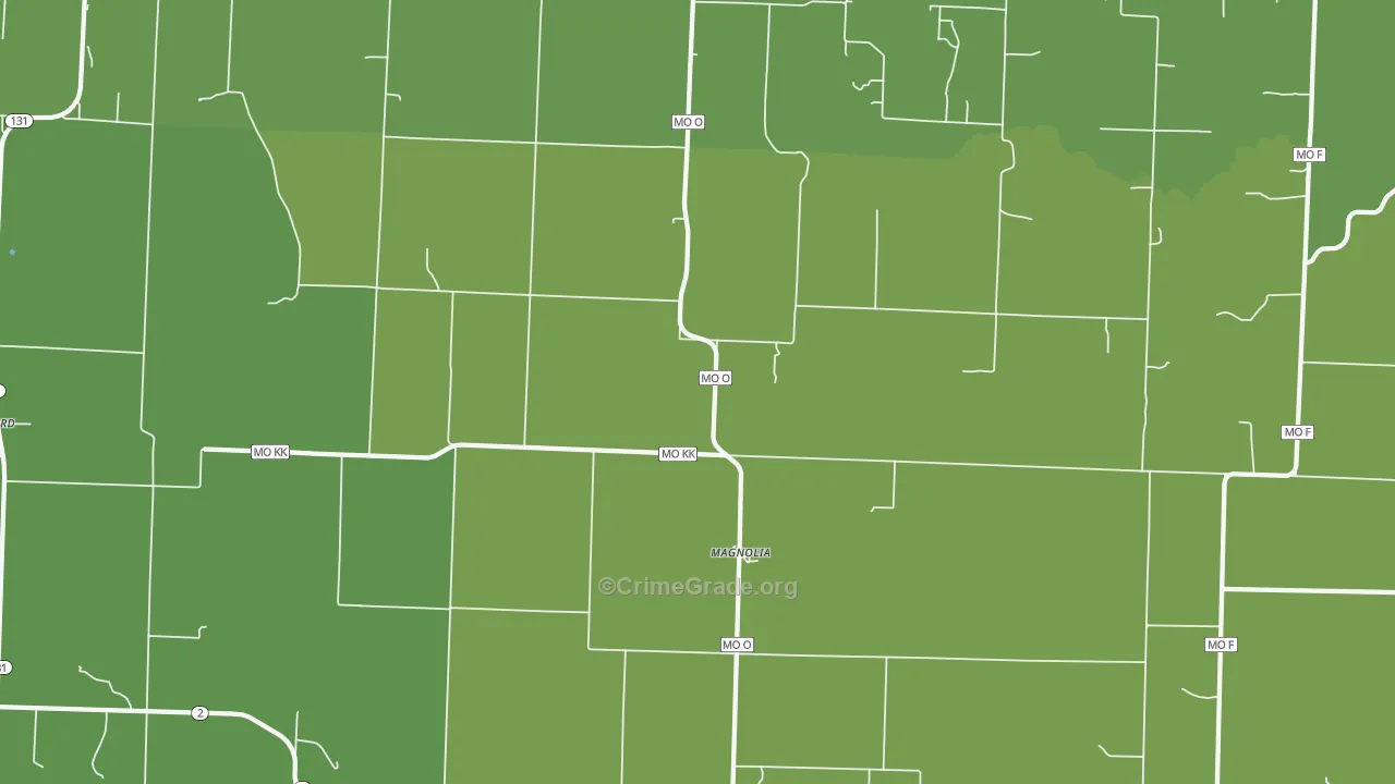 Magnolia, MO Map of Burglary Rates