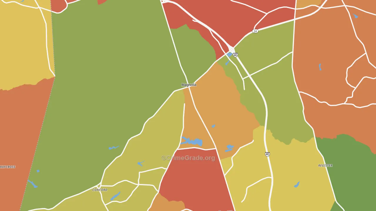 Magnolia, NC Map of Burglary Rates