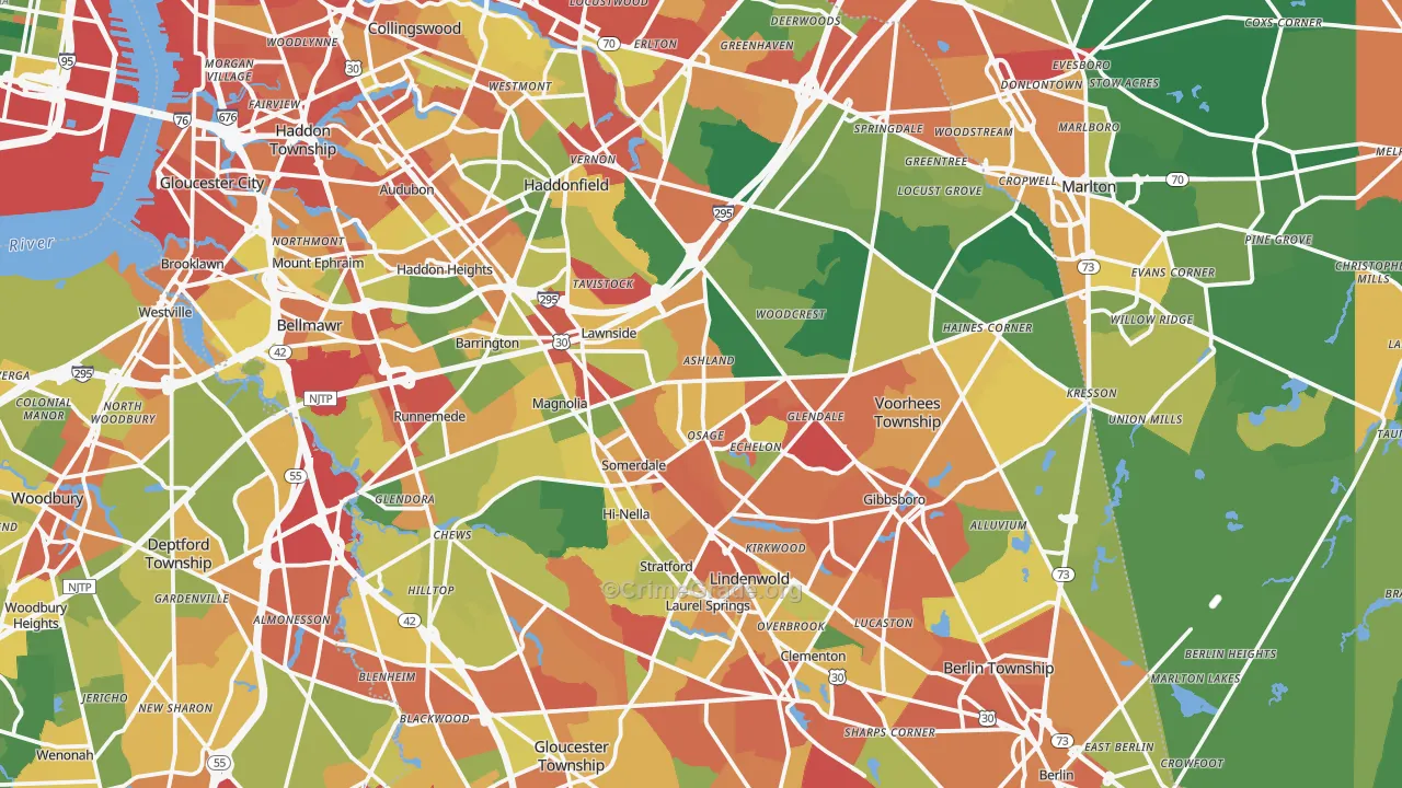 Magnolia, NJ Map of Burglary Rates