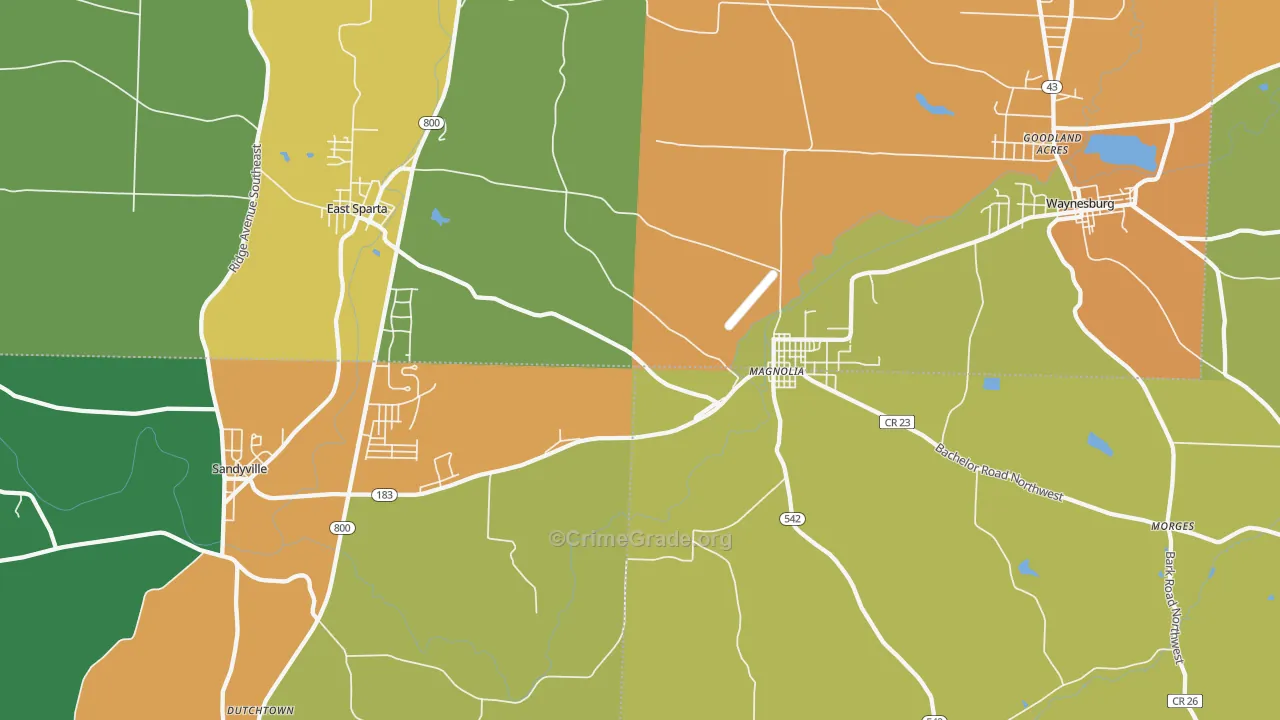 Magnolia, OH Map of Burglary Rates