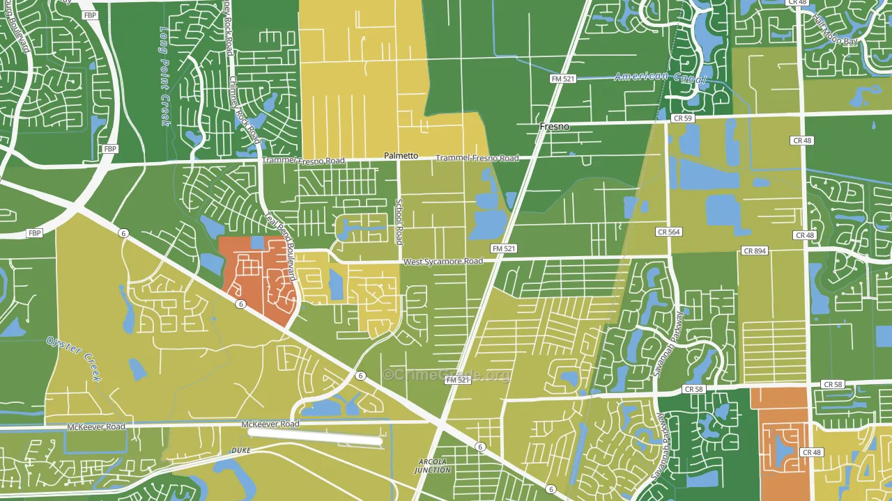 Magnolia Place, Fresno, TX Map of Burglary Rates