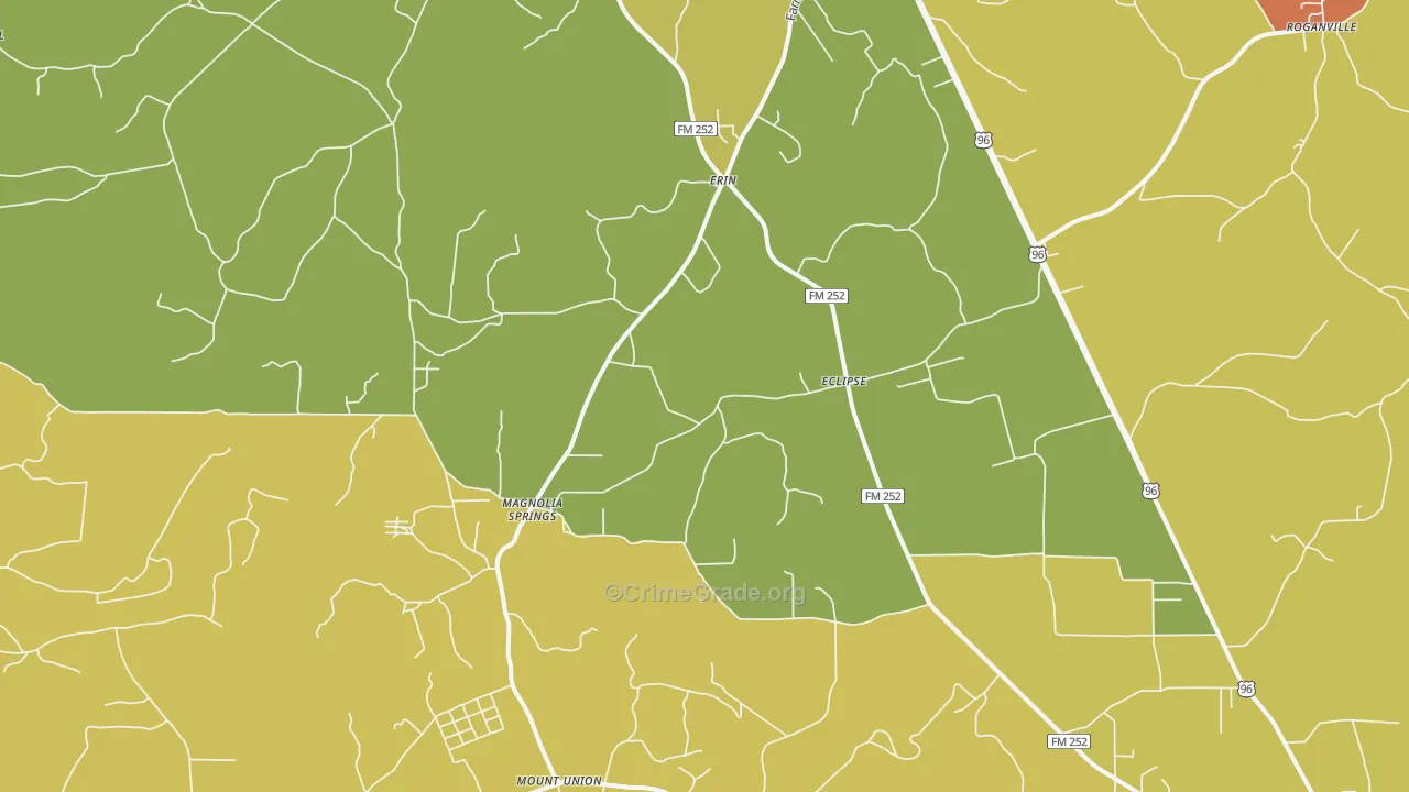 Magnolia Springs, TX Map of Burglary Rates