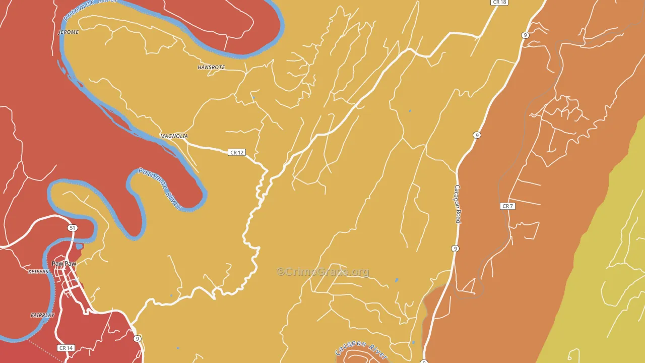 Magnolia, WV Map of Burglary Rates