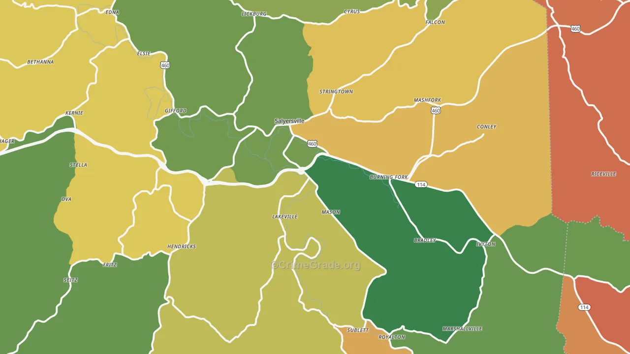 Magoffin County, KY Map of Burglary Rates