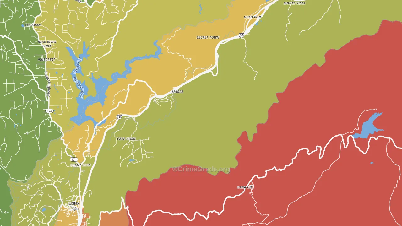 Magra, CA Map of Burglary Rates