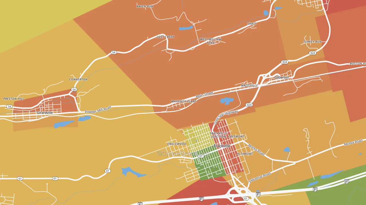 Mahanoy Plane, PA Map of Burglary Rates