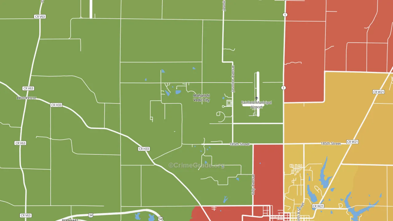 Maharishi Vedic City, IA Map of Burglary Rates