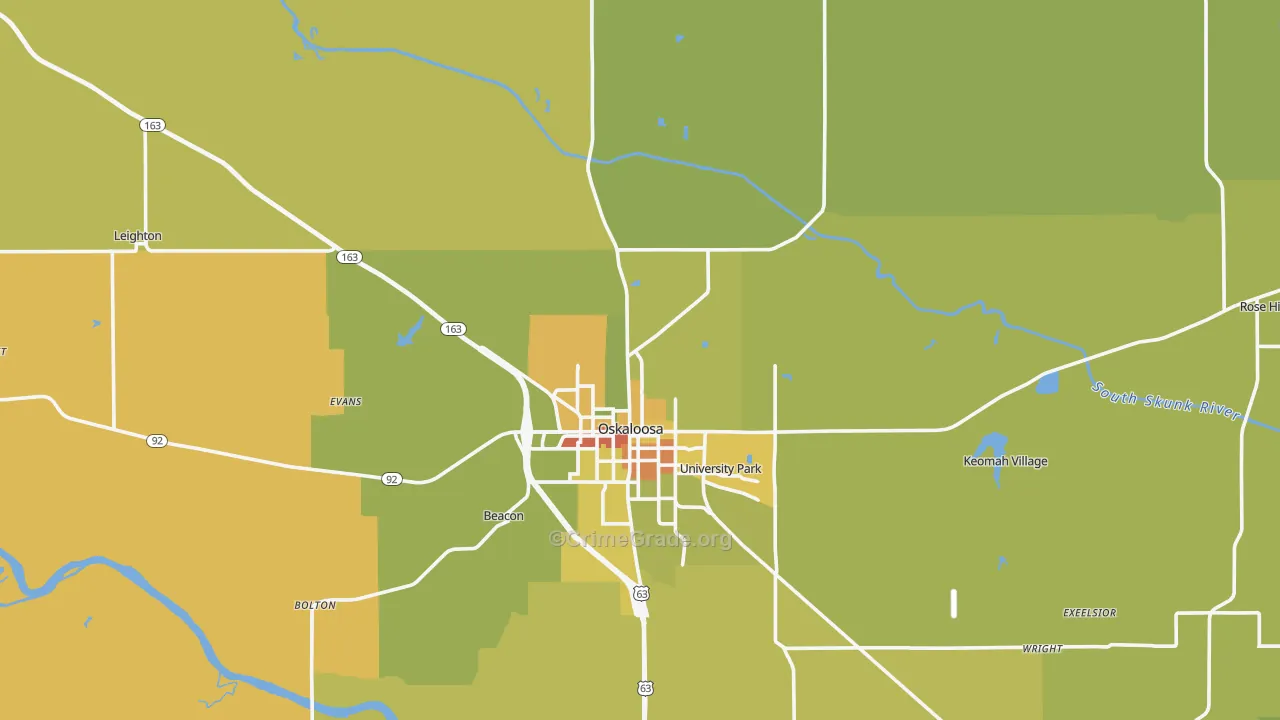 Mahaska County, IA Map of Burglary Rates