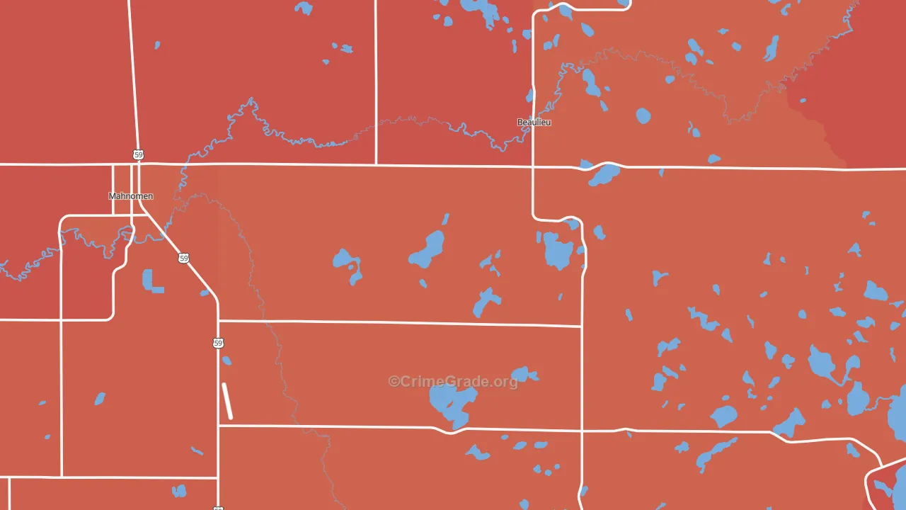 Mahnomen County, MN Map of Burglary Rates