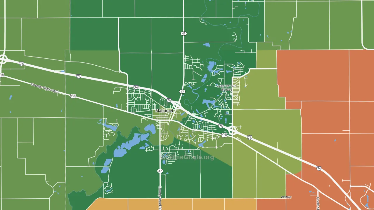 Mahomet, IL Map of Burglary Rates