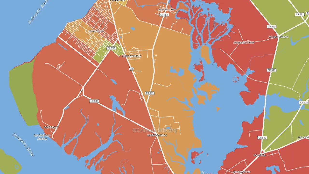 Mahoneyville, NJ Map of Burglary Rates