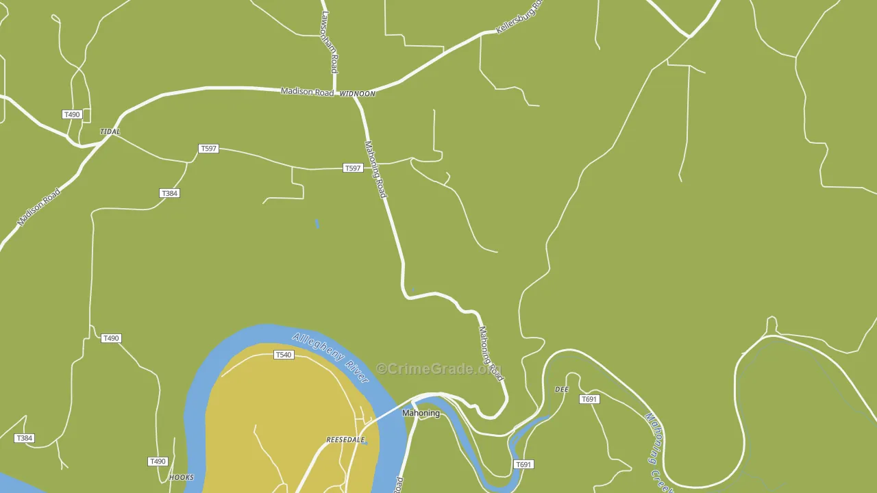 Mahoning, PA Map of Burglary Rates