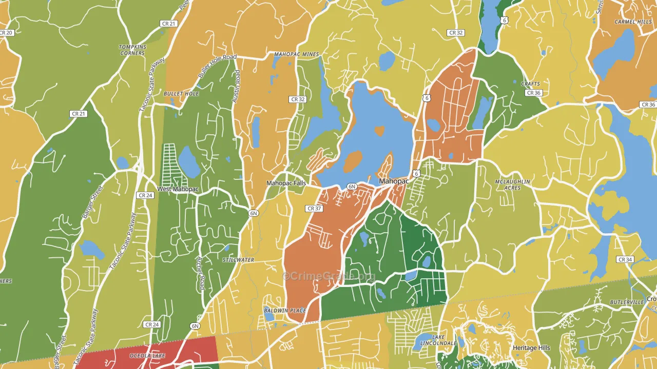 Mahopac, NY Map of Burglary Rates