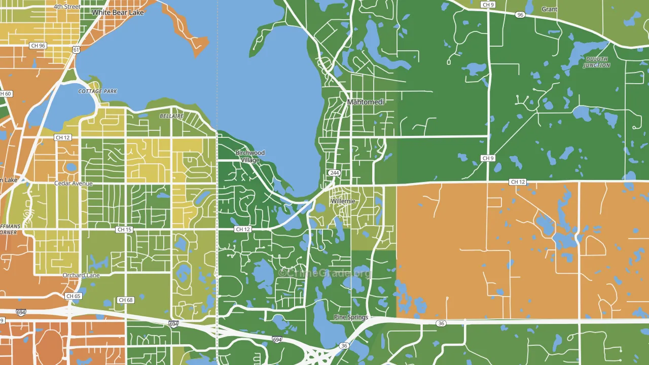 Mahtomedi, MN Map of Burglary Rates