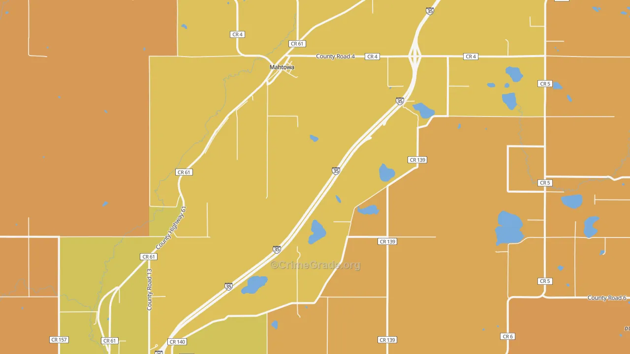 Mahtowa, MN Map of Burglary Rates