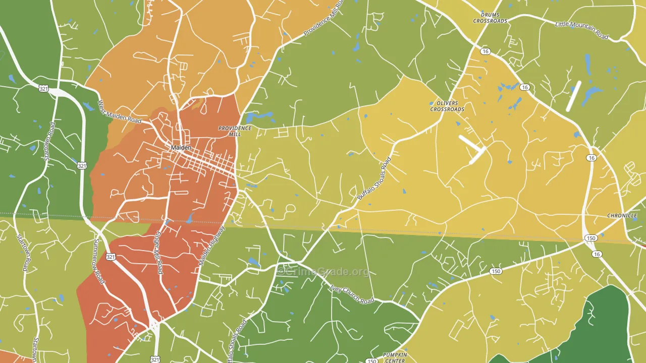 Maiden, NC Map of Burglary Rates