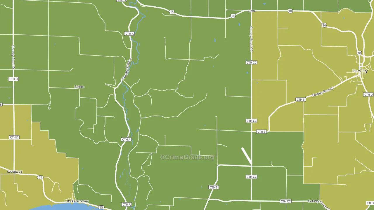 Maiden Rock, WI Map of Burglary Rates