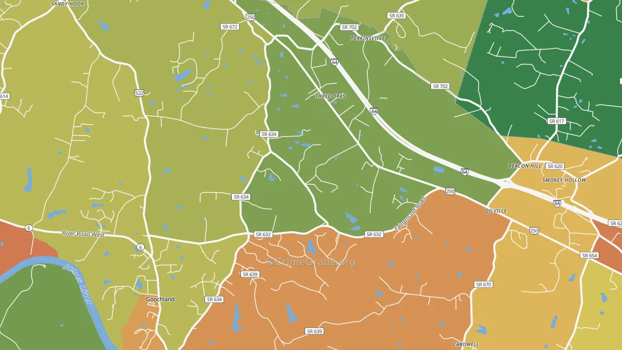 Maidens, VA Map of Burglary Rates