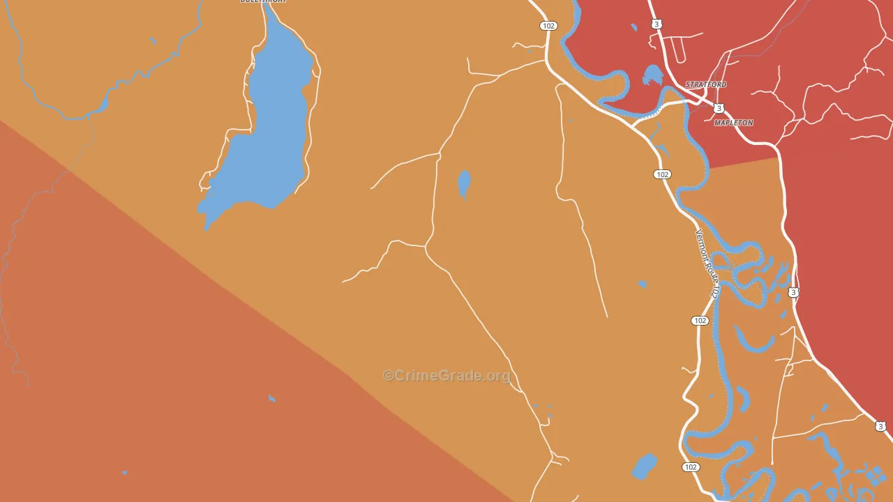 Maidstone, VT Map of Burglary Rates