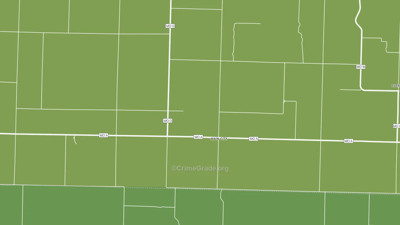 Main City, MO Map of Burglary Rates