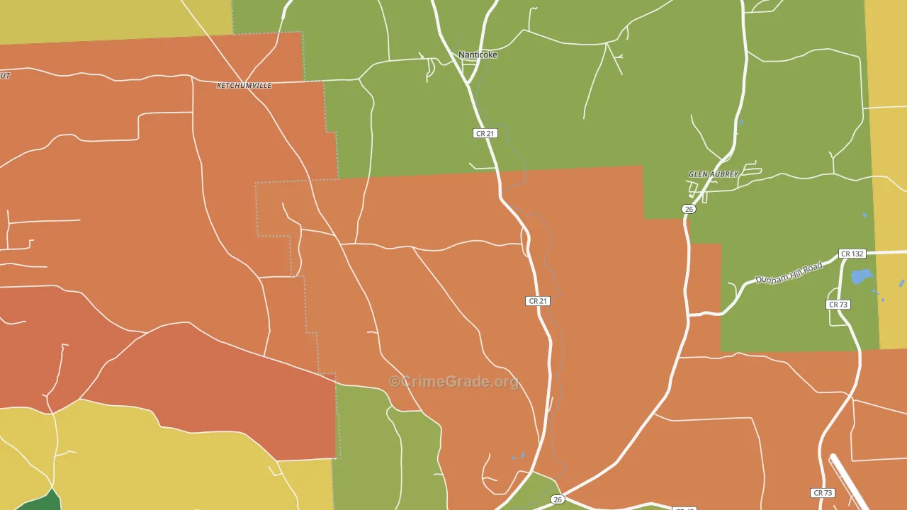 Maine, NY Map of Burglary Rates