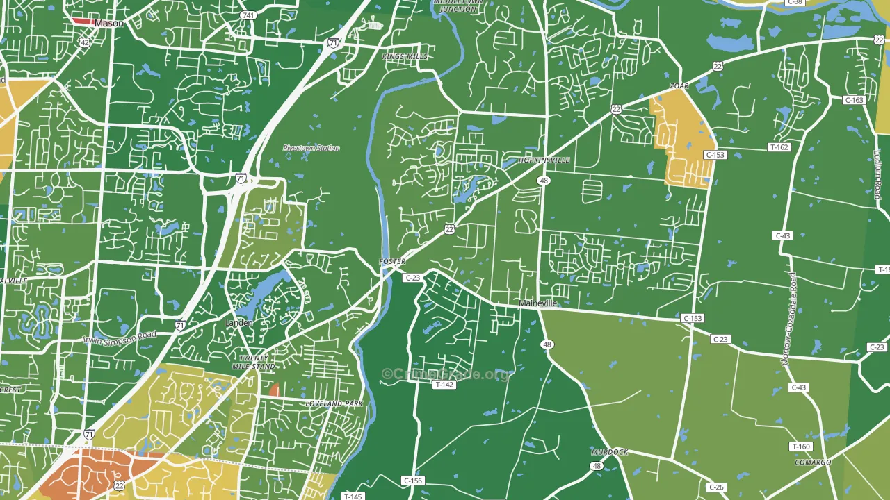 Maineville, OH Map of Burglary Rates