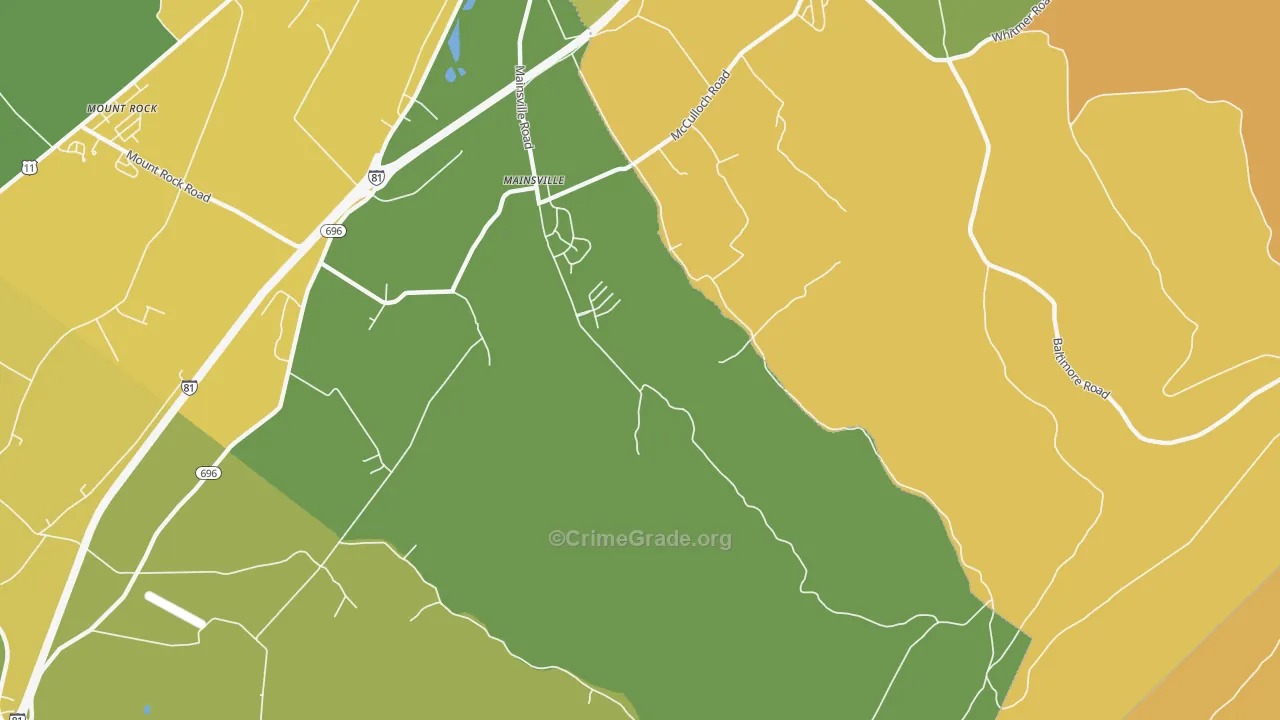 Mainsville, PA Map of Burglary Rates