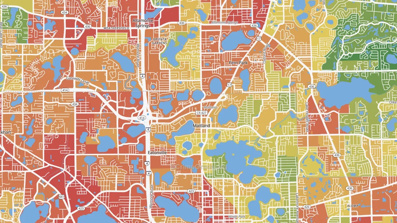 Maitland, FL Map of Burglary Rates