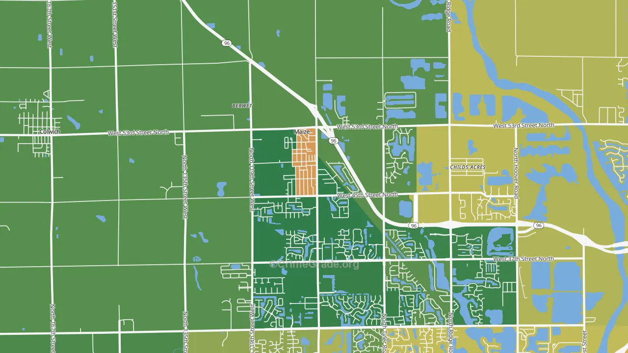 Maize, KS Map of Burglary Rates
