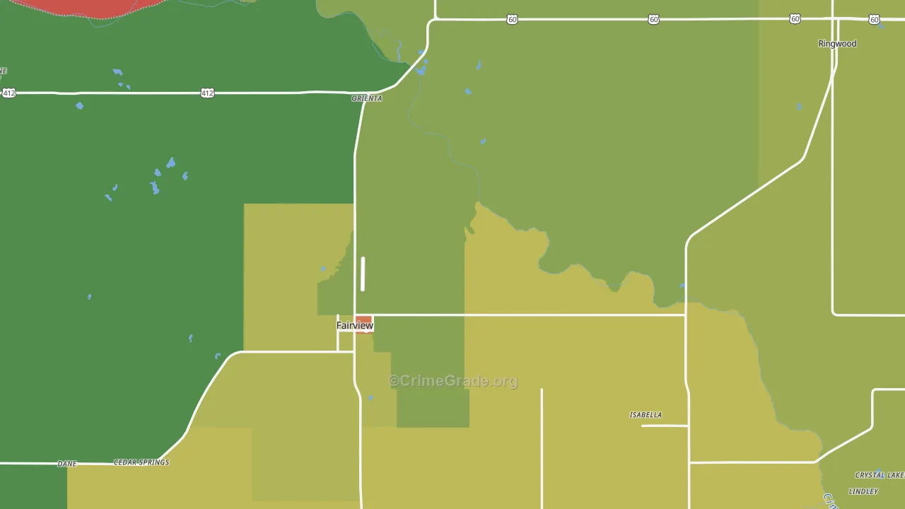 Major County, OK Map of Burglary Rates