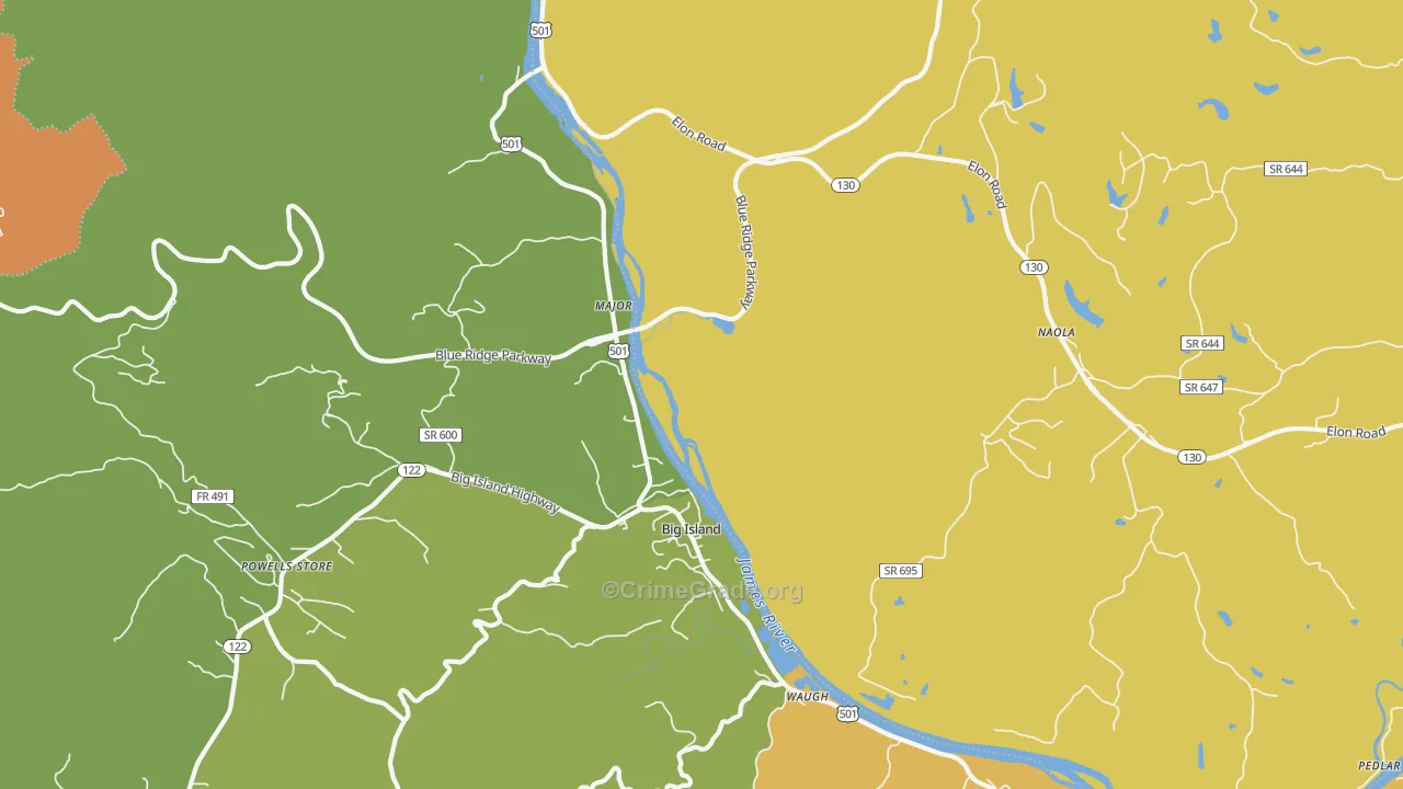 Major, VA Map of Burglary Rates