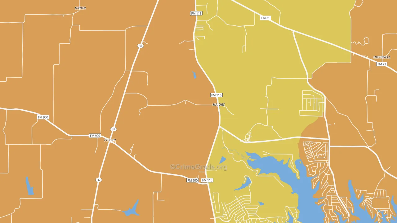 Majors, TX Map of Burglary Rates