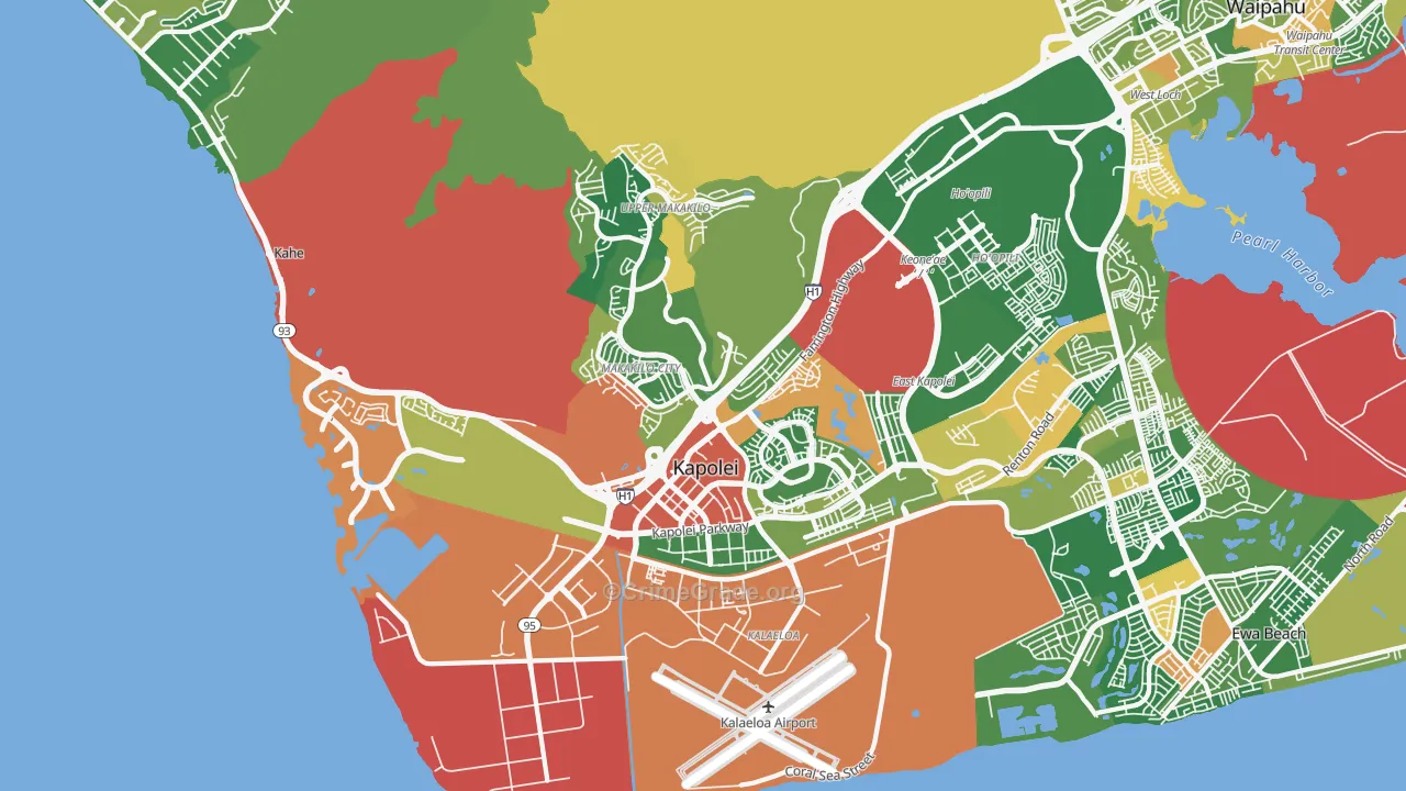 Makakilo-Kapolei-Honokai Hale, Kapolei, HI Map of Burglary Rates