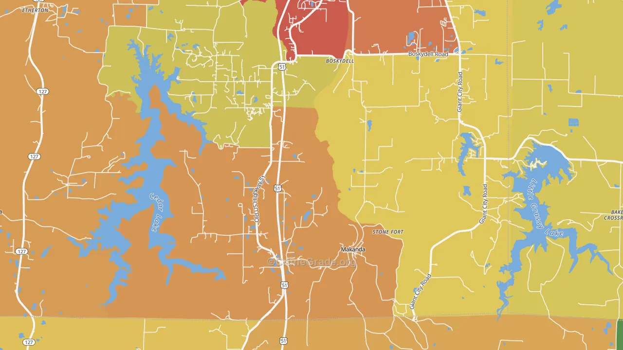 Makanda, IL Map of Burglary Rates