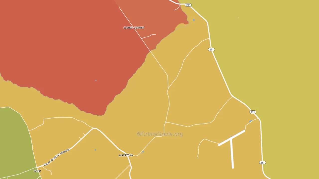 Makatoka, NC Map of Burglary Rates