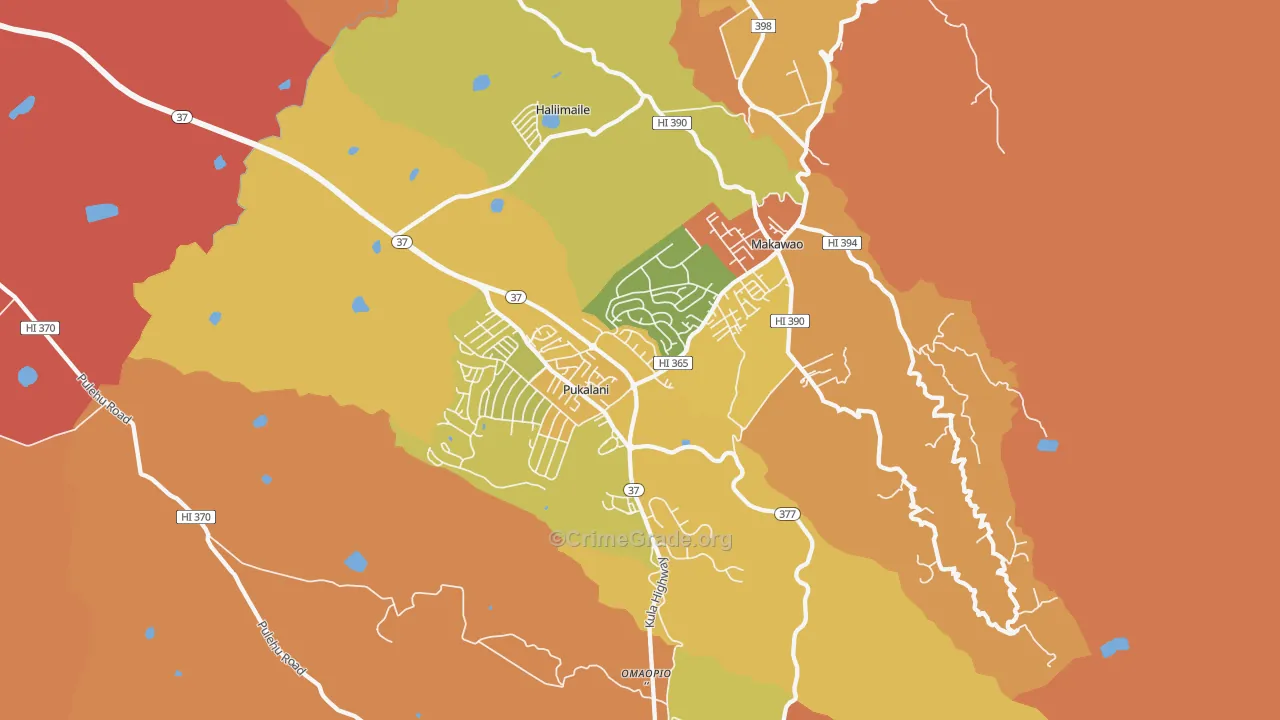 Makawao, HI Map of Burglary Rates