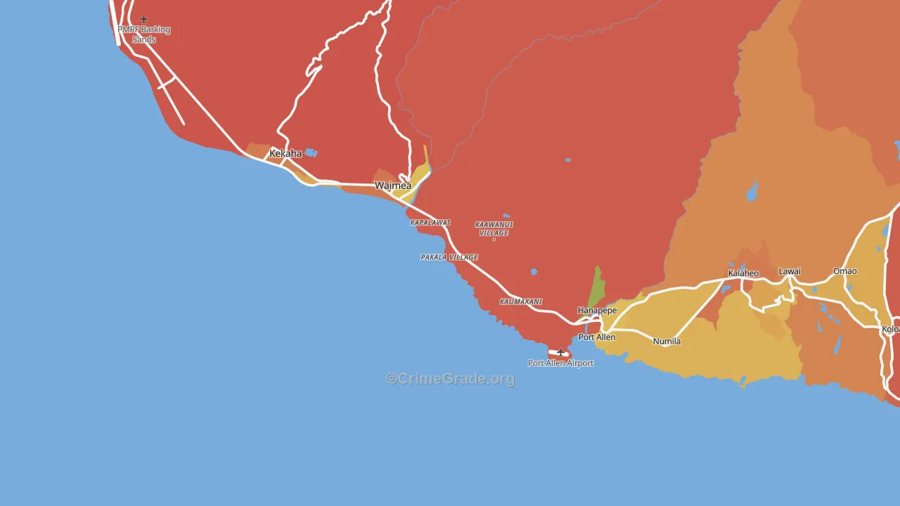 Makaweli, HI Map of Burglary Rates